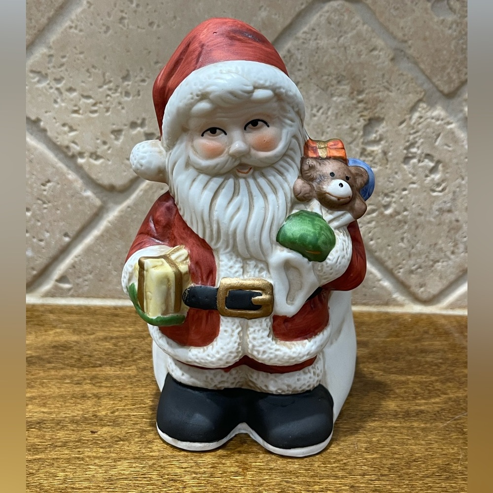 Santa Claus Figurine with Teddy Bear